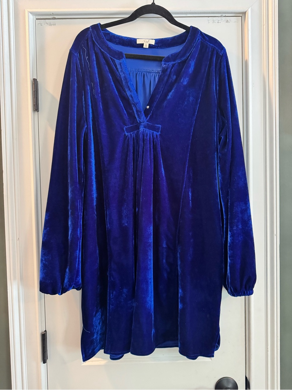 easel Cobalt Blue Velvet Long-Sleeve Tunic